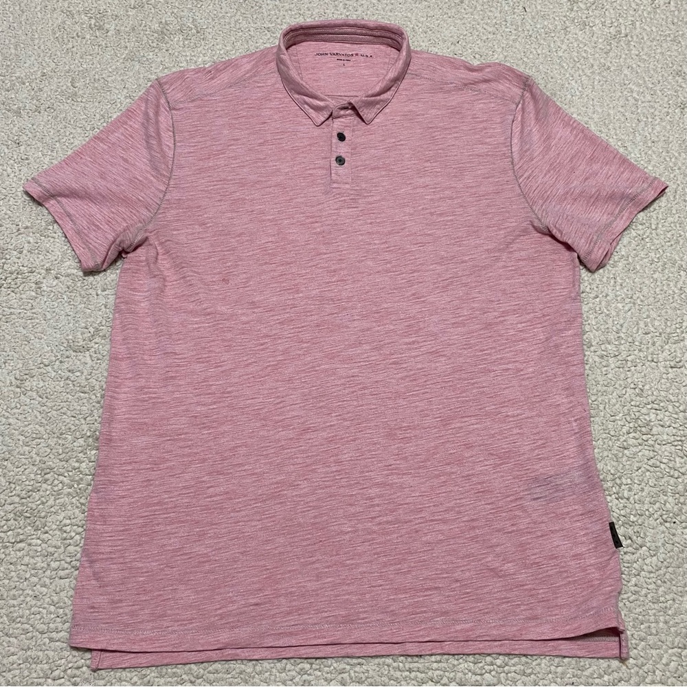 John Varvatos USA Mens Red Button Neck Short Sleeve Polo Shirt Size L